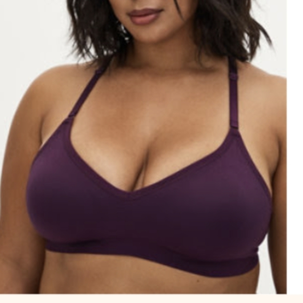 New Torrid Lace Wireless Bralette seamless Lace racerback purple size 10 M L - Picture 6 of 12
